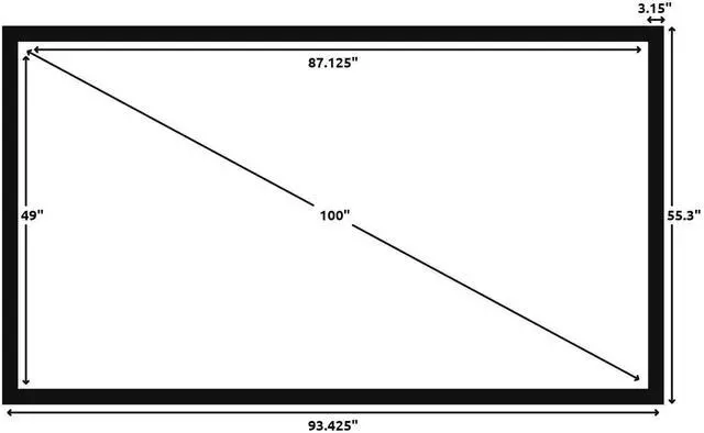 Alt view image 3 of 5 - Silver Ticket Products STR Series 6 Piece Home Theater Fixed Frame 4K / 8K Ultra HD, HDTV, HDR & Active 3D Movie Projection Screen, 16:9 Format, 100" Diagonal, Woven Acoustic Material STR-169100-WAB