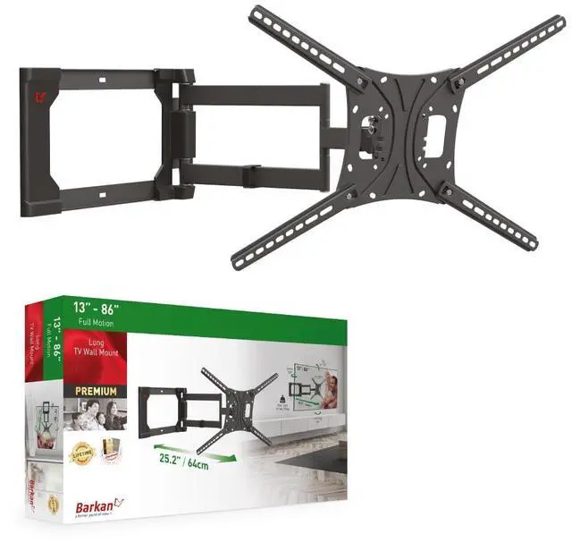 Main image of Barkan TV Wall Mount, 40-80 inch Full Motion Articulating - 4 Movement Flat/Curved Screen Bracket, Holds up to 110lbs, Patented, Extra Stable