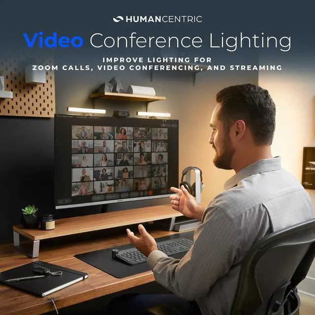 Alt view image 2 of 5 - HumanCentric Video Conference Lighting - Webcam Light for Streaming, LED Monitor and Laptop Light for Video Conferencing, Zoom Lighting for Computer, Replace Ring Light for Zoom Meeting, Double Kit