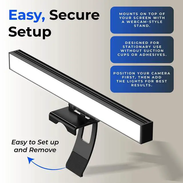 Alt view image 5 of 5 - HumanCentric Video Conference Lighting - Webcam Light for Streaming, LED Monitor and Laptop Light for Video Conferencing, Zoom Lighting for Computer, Replace Ring Light for Zoom Meeting, Double Kit