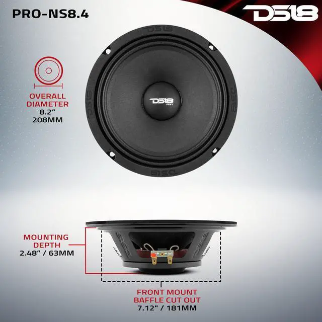 Alt view image 5 of 5 - DS18 PRO-NS8.4 8 Inches Shallow Loudspeaker Car Audio - Midrange, 400W Max, 200W RMS, 4 Ohms, Slim Neodymium Magnet - The Most Elegant Neodymium Midrange Loudspeakers Available - 1 Speaker