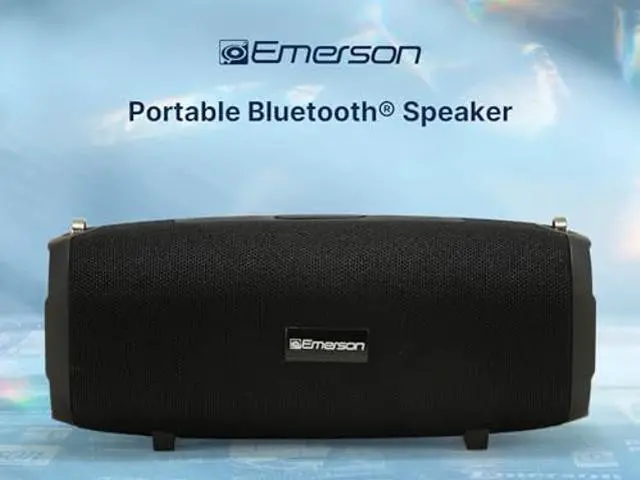 Alt view image 2 of 5 - Emerson EAS-3000 Portable Bluetooth Speaker with Carrying Strap, Built-in Rechargeable Battery, 3.5mm AUX Input, USB Charging, and Dual Speakers  Ideal for Home, Travel, On-The-Go Entertainment