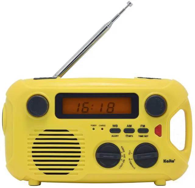 Main image of Kaito Emergency Radio KA580 Digital Solar Dynamo Crank Wind Up AM/FM & NOAA Weather Radio Receiver with Real-time Alert, MP3 Player & Phone Charger (Yellow)
