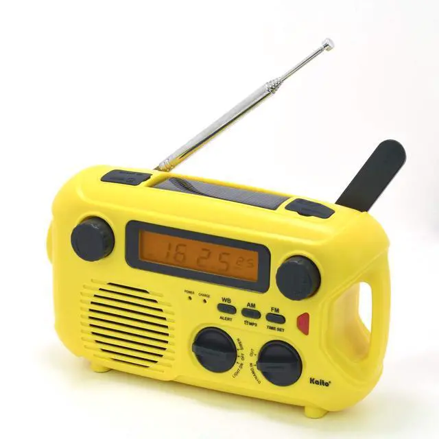 Alt view image 2 of 5 - Kaito Emergency Radio KA580 Digital Solar Dynamo Crank Wind Up AM/FM & NOAA Weather Radio Receiver with Real-time Alert, MP3 Player & Phone Charger (Yellow)