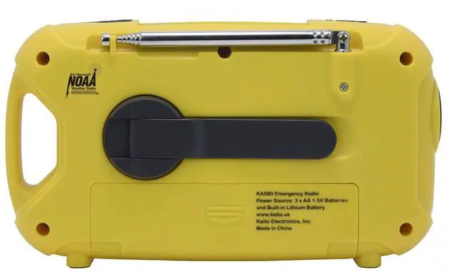 Alt view image 5 of 5 - Kaito Emergency Radio KA580 Digital Solar Dynamo Crank Wind Up AM/FM & NOAA Weather Radio Receiver with Real-time Alert, MP3 Player & Phone Charger (Yellow)