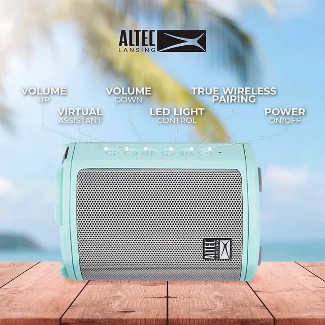 Alt view image 3 of 4 - Altec Lansing - HydraMotion Wireless Bluetooth Speaker with 360 Degree Sound, Portable IP67 Waterproof for Outdoors, Shockproof, Snowproof, Everything Proof, 12 Hour Playtime (Mint Green)