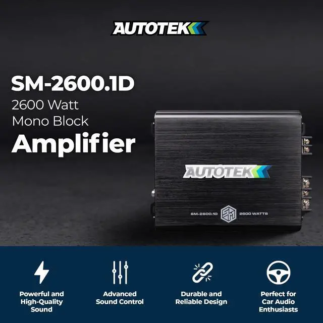 Alt view image 2 of 5 - Autotek Street Machine 2600W 2 Channel Car Audio Amplifier with Bass Knob & Equalizer to Optimize Frequencies for Subwoofers and Full-Range Speakers