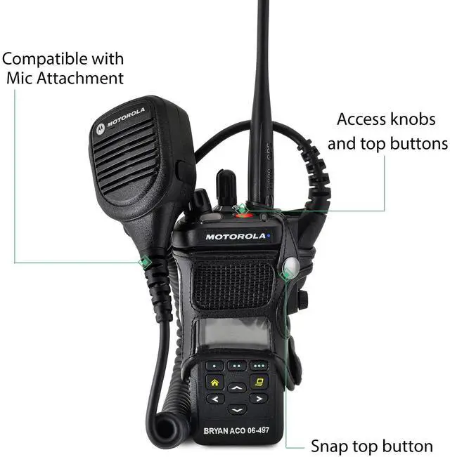Alt view image 3 of 5 - Turtleback Carry Holder for Motorola APX 4000 Two Knob Radio Extended Battery with D Rings Attachment Fire and Police Two Way Radio Belt Case Black Leather Belt Holster Heavy Duty D Rings