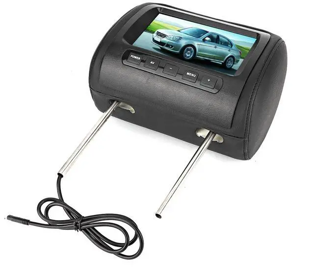 Alt view image 4 of 5 - Dual headrest screen-2pcs 7 in Wireless Control Adjustable Headrest LCD Video Player USB MP5 Display Black