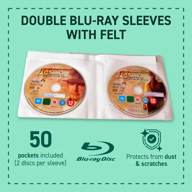 Alt view image 2 of 5 - DJOIS by Tarifold - Protective Sleeve for Blu-Ray Disc Storage - 120 Micron Orange Peel Polypropylene - 50 Sleeves - 100 Unit Capacity - Durable - Made in Denmark