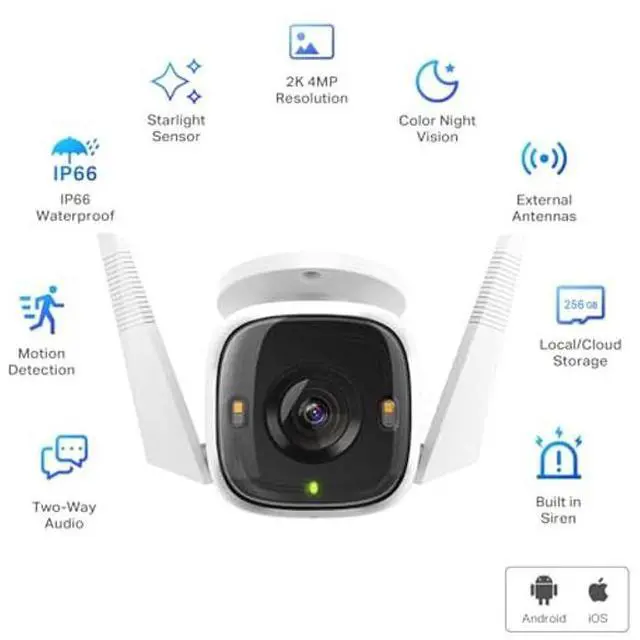 Alt view image 2 of 5 - Tapo TP-Link 2K QHD Security Camera Outdoor Wired, Starlight Sensor for Color Night Vision, Free AI Detection, Built-in Siren, Cloud/SD Card Storage, Works with Alexa & Google Home C320WS