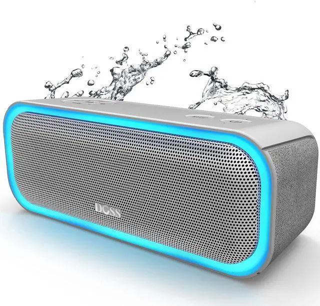 Main image of DOSS SoundBox Pro Bluetooth Speaker with 20W Stereo Sound, Active Extra Bass, IPX6 Waterproof, TWS Pairing, Multi-Colors Lights, 20H Playtime, Portable for Beach, Outdoor-Grey