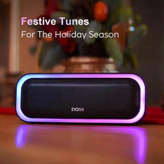Alt view image 3 of 5 - DOSS SoundBox Pro Bluetooth Speaker with 20W Stereo Sound, Active Extra Bass, IPX6 Waterproof, TWS Pairing, Multi-Colors Lights, 20H Playtime, Portable for Beach, Outdoor-Grey