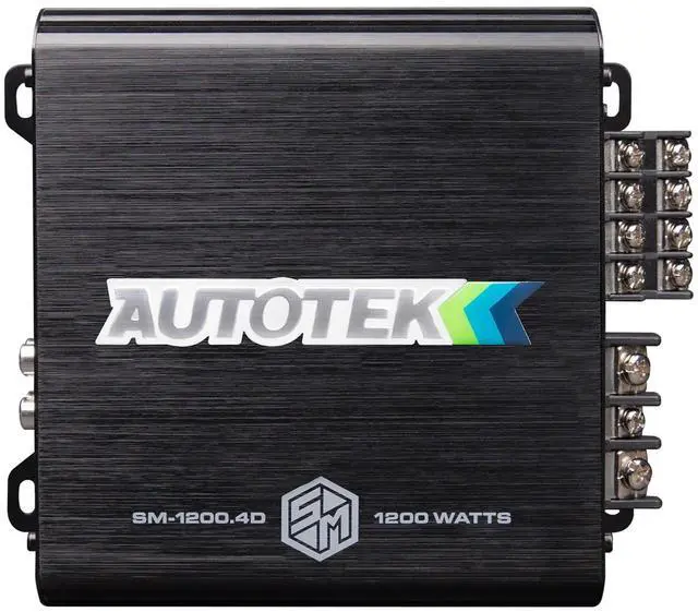 Alt view image 3 of 5 - Autotek 1200 Watt 4 Channel Car Audio Amplifier with Bass Knob, High Output Class D Mono Bridged 4 Ohm Stable Input, Street Machine, SM-1200.4D, Black