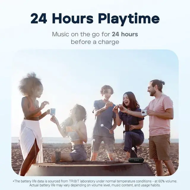 Alt view image 4 of 5 - Tribit XSound Go Bluetooth Speaker with 16W Loud Sound & Rich Bass, 24H Playtime, IPX7 Waterproof, Wireless Stereo Pairing, USB-C, Portable Wireless Speaker for Home, Outdoors, Travel (Blue)