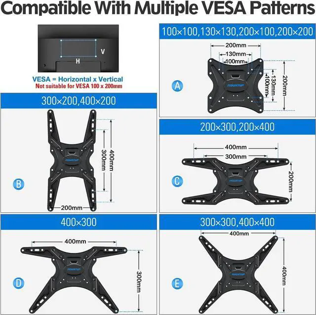 Alt view image 5 of 5 - MOUNTUP TV Wall Mount Full Motion Tilting TV Mount Bracket for Most 26-55 Inch Flat Curved TVs with Swivels Articulating Arms Max VESA 400X400mm and 88lbs Fits Single Stud MU0014