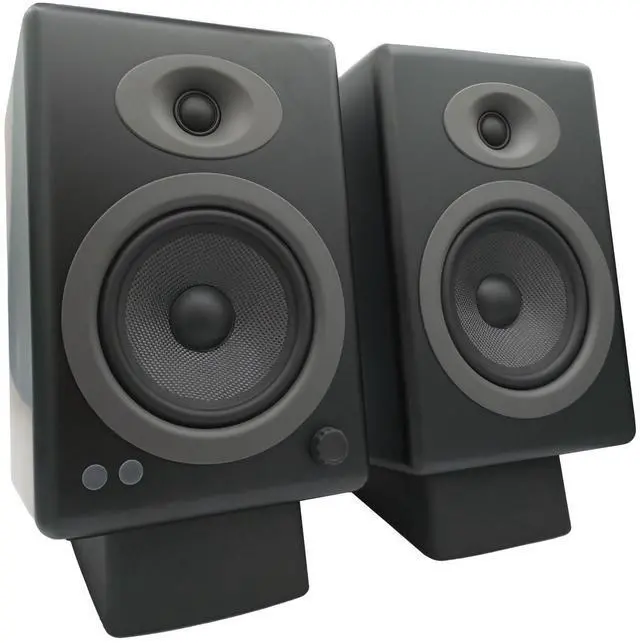 Main image of Audioengine A5 Black 150W Bluetooth Record Player Speakers and DS2 Stands with Remote