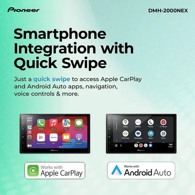 Alt view image 3 of 5 - Pioneer DMH-2000NEX 6.8" Double Din Multimedia Digital Media Receiver, Wired Apple CarPlay and Android Auto, Bluetooth, Backup Camera Compatible, Touchscreen, One Touch Navigation