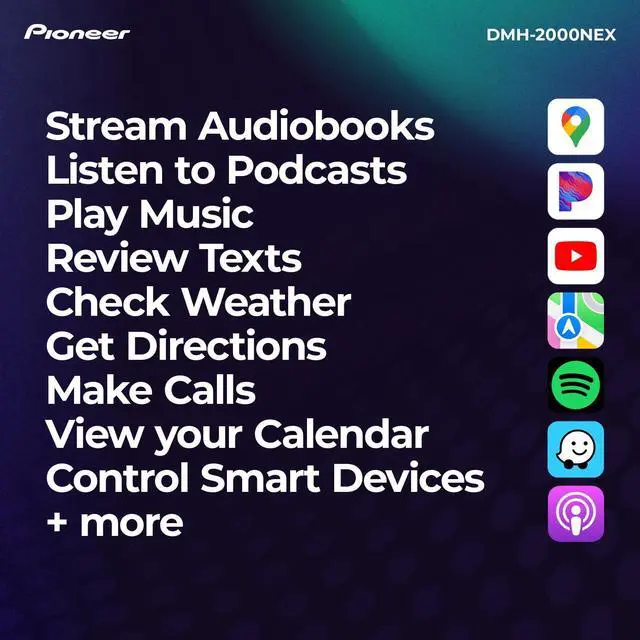 Alt view image 5 of 5 - Pioneer DMH-2000NEX 6.8" Double Din Multimedia Digital Media Receiver, Wired Apple CarPlay and Android Auto, Bluetooth, Backup Camera Compatible, Touchscreen, One Touch Navigation