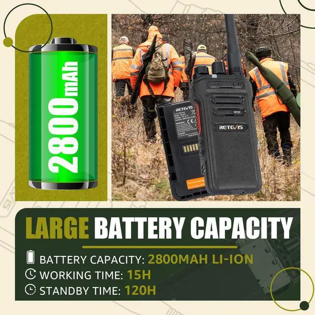 Alt view image 5 of 5 - Retevis NR30 Professional 2 Way Radio Long Range,GMRS Walkie Talkies for Emergency,IP67 Waterproof,2800mAh,Noise Cancelling,Group Call,Heavy Duty Two Way Radios for Survival Mountain Hunting(2 Pack)