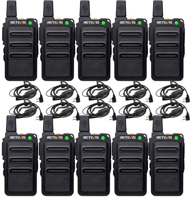 Main image of Retevis RT19 Mini Walkie Talkie, Walkie Talkies with Earpiece, 1300mAh, Metal Clip, Portable, Compact Two Way Radio for Adults Business Office School Church Restaurant Retail(10 Pack)