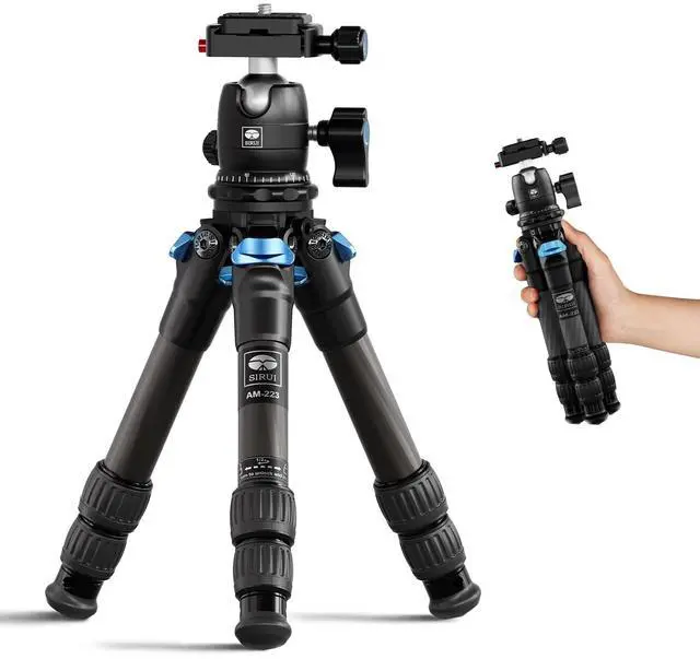 Main image of SIRUI Carbon Fiber Travel Tripod with 360° B-00K Arca-Swiss Ballhead, Mini Desktop Tripod for Mirrorless Cameras, Folded Height 12.1", Max Height 16.6