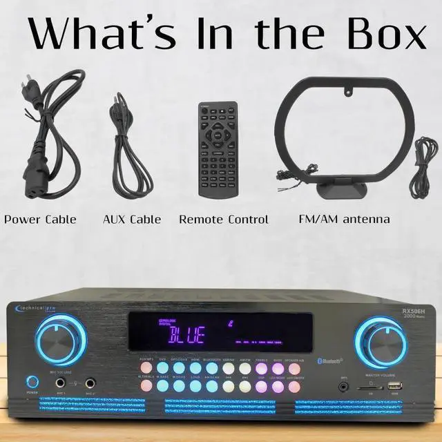Alt view image 5 of 5 - Technical Pro 2000-Watt Bluetooth Stereo Power Amplifier - Digital Spectrum Display, Cooling Fan, Versatile Inputs, Karaoke Features, and Remote Control for Ultimate Audio Control