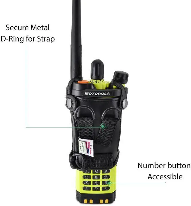 Alt view image 3 of 5 - Turtleback Carry Holder for APX7000XE Radio with D Rings Attachment, Fire and Police Two Way Radio Belt Case, Black Leather Duty Belt Holster with Heavy Duty D Rings,