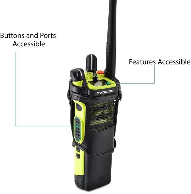 Alt view image 4 of 5 - Turtleback Carry Holder for APX7000XE Radio with D Rings Attachment, Fire and Police Two Way Radio Belt Case, Black Leather Duty Belt Holster with Heavy Duty D Rings,