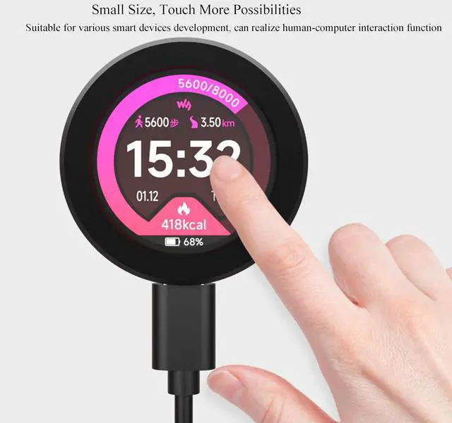 Alt view image 2 of 5 - RP2040 MCU Board Onboard 1.28inch Round Touch LCD with CNC Metal Case, 240×240 Pixels 65K IPS LCD Display, Accelerometer and Gyroscope Sensor, Type-C Connector 6 × GPIO Pin via SH1.0 Connector