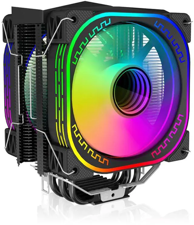 Alt view image 3 of 5 - DS 1800RPM PWM 120MM Fin Cooling Fans, Black Aluminum Extrusion 4-Heat Pipe CPU Cooler Fans for Intel LGA 1155 776 1366 (Dynamic RGB Color, C Series)