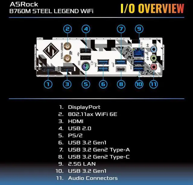 Alt view image 5 of 5 - ASRock B760M Steel Legend WiFi Motherboard