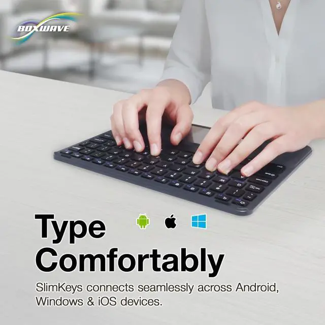 Alt view image 4 of 5 - BoxWave Keyboard Compatible with HP Chromebook x2 Detachable (11 in) - SlimKeys Bluetooth Keyboard with Trackpad, Portable Slim TouchPad - Jet Black