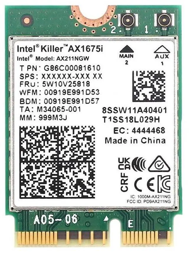 Main image of Killer Series Intel AX1675i WiFi 6E Gaming Adapter Upgrade | CNVio2 M.2 Card | 2.4 Gbps for PCs | Bluetooth 5.3 Supported | Designed for Intel 11th Gen and Later CPUs