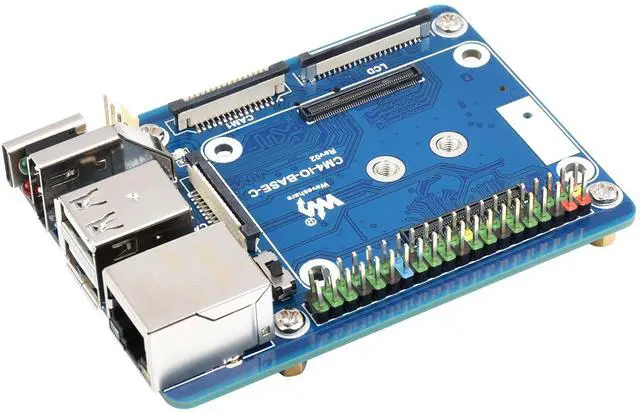 Main image of CM4 Base Board (Advanced C Version) for Compute Module 4, with Raspberry Pi 40PIN GPIO Header/MIPI CSI Camera Ports/LCD Display Port/Fan/HDMI/USB/Gigabit Ethernet RJ45 Connector
