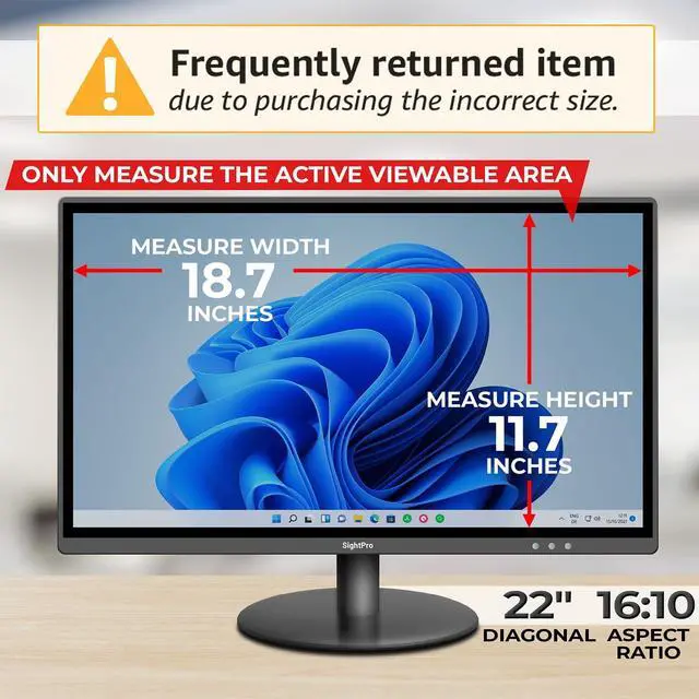 Alt view image 2 of 5 - SightPro 22 Inch 16:10 Computer Privacy Screen Filter for Monitor - Privacy Shield and Anti-Glare Protector
