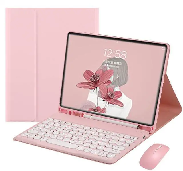 Main image of YEEHi Keyboard Mouse for iPad Pro 11 2022 4th Generation Pro 11 3rd 2nd Generation Keyboard Case Round Key Caps Cute Candy Color Bluetooth Detachable Keyboard Cover (iPadPro11, Pink)