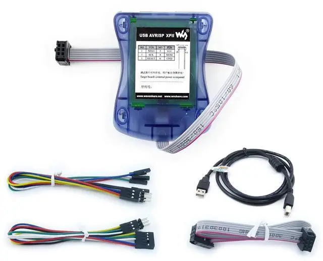 Main image of Waveshare AVR Programmer USB AVRISP XPII Compatible with ATMEL at AVR ISP mk2 mkII in-System Programmer Supports AVR Studio 4/5/6/7 Or Higher Version