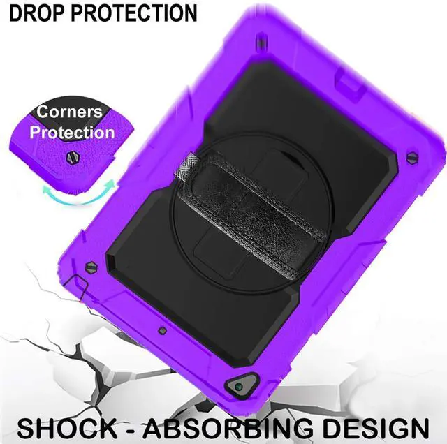 Alt view image 5 of 5 - DuraSafe Cases for iPad PRO 10.5 Inch 2017 Air 10.5 3rd Generation 2019 [ Air 3 ] A1701 A2152 A2123 MQF12LL/A MQEY2LL/A MQF22LL/A MQF02LL/A Full-Body Shock Proof Cover with Shoulder Strap - Purple