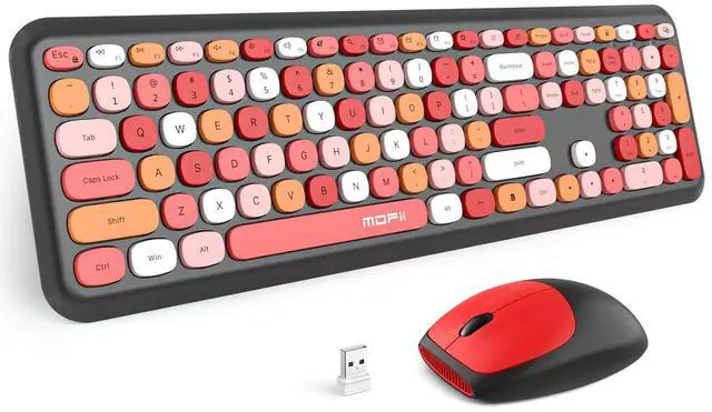 Main image of Grenf Wireless Keyboard and Mouse Combo, Slim Compact 2.4G USB Full Size Wireless Mouse and Keyboard Combo, Windows System (Black Colorful), 443*138*29 MM (17.44*5.43*1.14 inches)