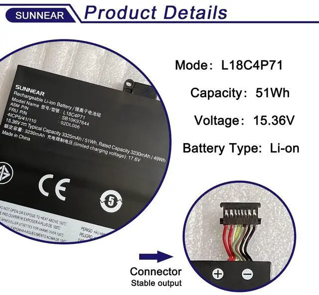 Alt view image 2 of 5 - L18C4P71 L18M4P72 L18L4P71 Laptop Battery Replacement for Lenovo ThinkPad X1 Yoga 4th/5th Gen , ThinkPad X1 Carbon 7th Carbon 8 Gen 5B10W13932 02DL006 SB10K97644 SB10K97642 02DL004 SB10K97643 02DL005
