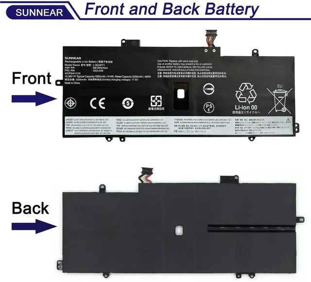Alt view image 3 of 5 - L18C4P71 L18M4P72 L18L4P71 Laptop Battery Replacement for Lenovo ThinkPad X1 Yoga 4th/5th Gen , ThinkPad X1 Carbon 7th Carbon 8 Gen 5B10W13932 02DL006 SB10K97644 SB10K97642 02DL004 SB10K97643 02DL005
