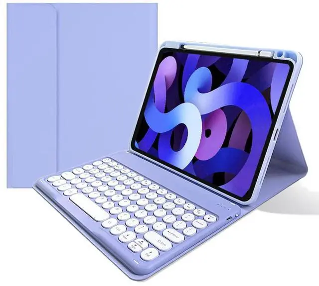 Main image of kaitesi Keyboard Case for iPad A16 11th Gen 11 inch 2025, iPad 10th Generation 10.9 inch 2022, Magnetic Detachable Bluetooth Round Key Color Keyboard Cover (Purple)