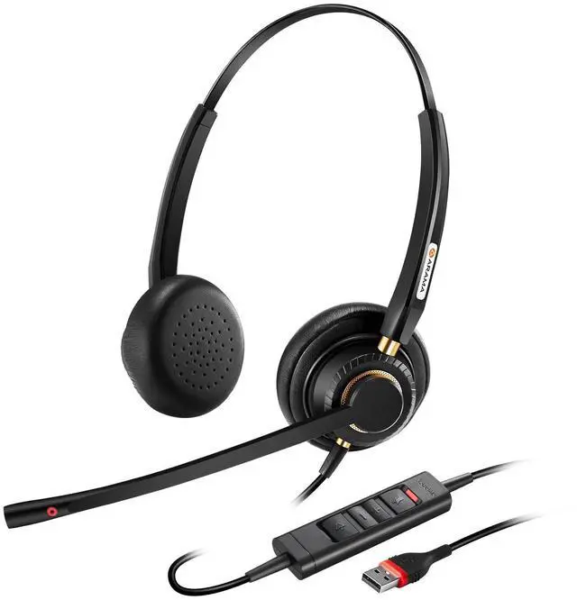 Main image of Arama USB Headset with Microphone for PC, Computer Laptop Headphones with Noise Cancelling Mic & Audio Controls for Home Office Business Skype UC Webinar Zoom