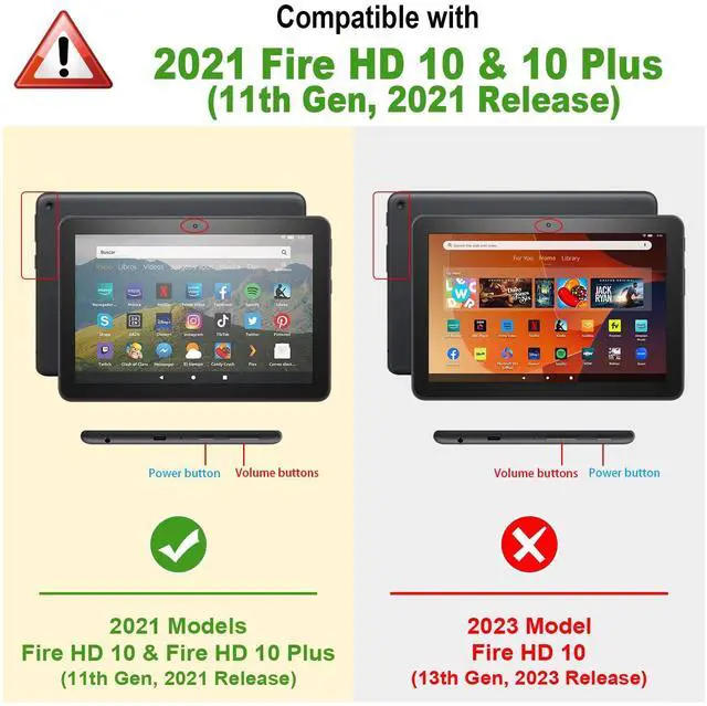 Alt view image 2 of 5 - Fintie Case for Amazon Fire HD 10 & Fire HD 10 Plus (11th Generation, 2021 Release) - [Tuatara Rotating] Multi-Functional Grip Carry Stand Cover w/Built-in Screen Protector, Black