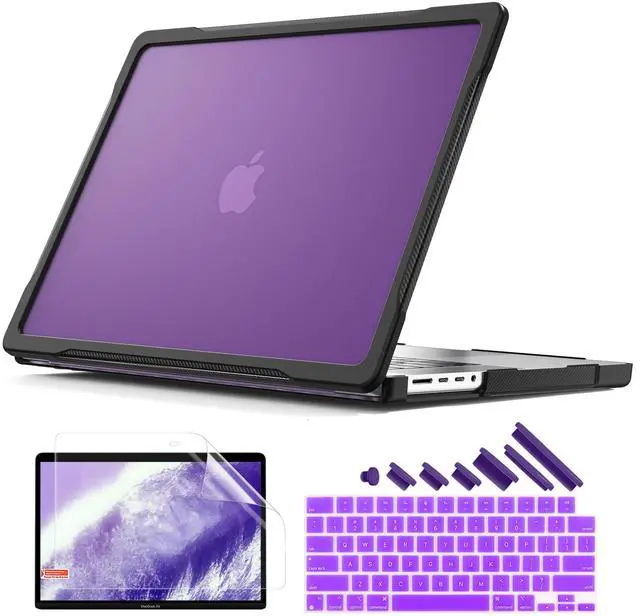 Main image of Batianda Ultimate Protection Case for New MacBook Pro 16 inch 2024 M4 Chip 2023 2021 Release M3 M2 M1 Pro/Max Model A2991/A3403 Matte Carbon Fiber Edges Shockproof with Keyboard Cover Protector,Purple