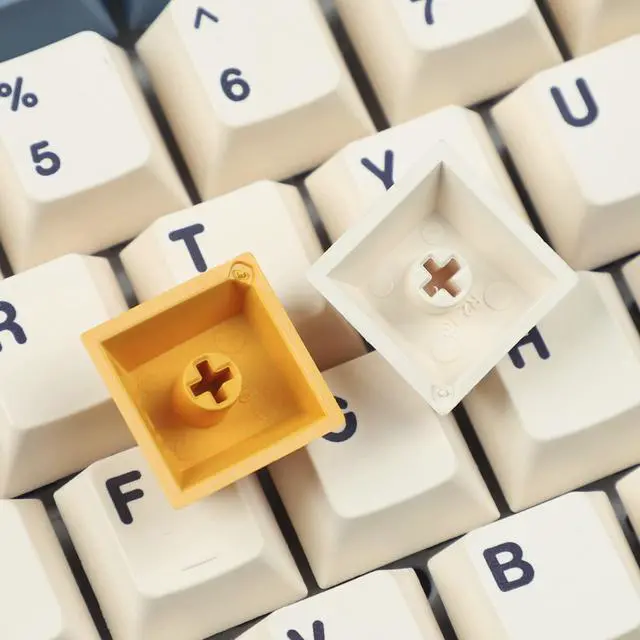 Alt view image 3 of 5 - YMDK 145 Apricot Yellow Dye-Sub Mac Keycaps Thick PBT Cherry Profile Key caps for TKL 61 64 68 75 87 96 104 108 GMMK MX Mechanical Keyboard