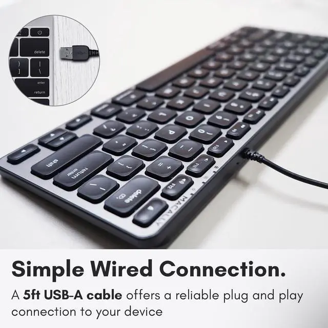 Alt view image 4 of 5 - Macally Backlit Wired Keyboard for Mac | Compatible Apple Keyboard (Small and Compact) Comfortable All Day Typing USB Keyboard for MacBook Pro/Air, iMac, Mac Mini/Pro (Space Grey)