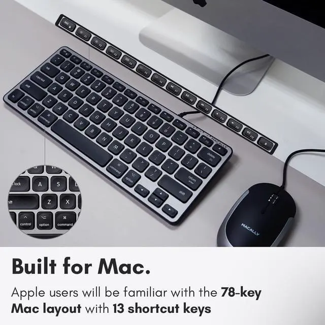 Alt view image 5 of 5 - Macally Backlit Wired Keyboard for Mac | Compatible Apple Keyboard (Small and Compact) Comfortable All Day Typing USB Keyboard for MacBook Pro/Air, iMac, Mac Mini/Pro (Space Grey)