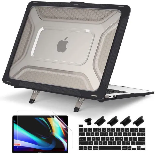 Main image of Batianda Protective Case for Previous MacBook Pro 16 inch 2019 Release A2141 Model with Touch Bar,Heavy Duty Honeycomb Hard Shell with Slim TPU Bumper and Fold Kickstand & Keyboard Cover, Black